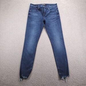 EXPRESS Jeans Size 6R Ankle‎ Legging Mid Rise Perfect Stretch Denim Raw Hem